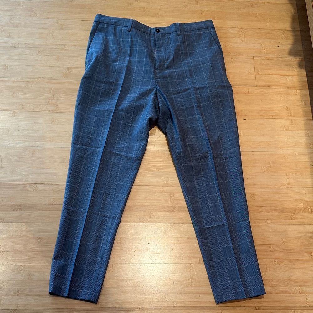 Zara Men's Navy Checkered Dress Pants